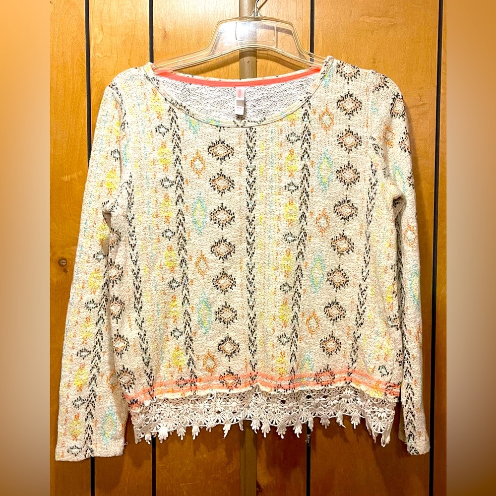 Xhiliration Aztec Crop sweater Top - - Medium